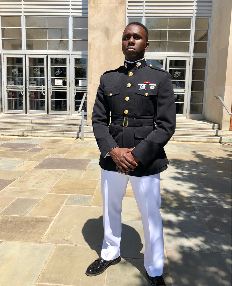 African American Man in Marine Corps Officer Dress